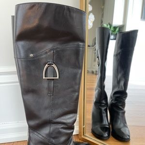 Ralph Lauren Collection Knee High Black Leather Boots.
